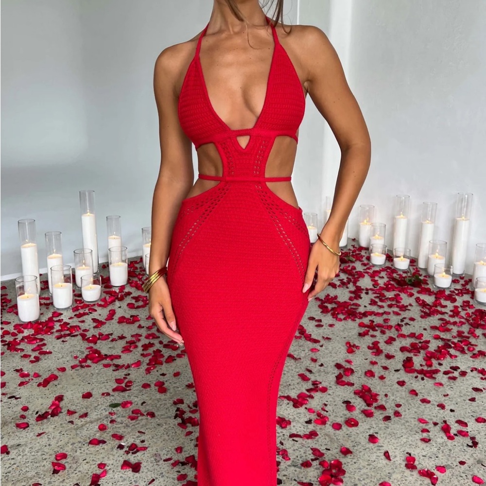 Red maxi dress babyboo
Knit red dress / crochet red dress